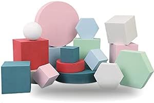 8PCS Geometric Cube Photo Props Set, Hard Foam Photography Background Props for Goods, Crafts, Lipstick, Jewelry, Cosmetics, Makeup Tools, Food (Pink)
