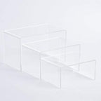 SSWBasics 4 inch Rectangular Nesting Clear Acrylic Display Risers - Acrylic Riser for Display - Clear Rectangular 4-Inch Acrylic Risers Display Stands - Set of 3 Nesting Acrylic Risers