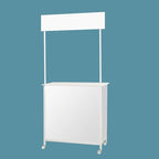 Folding Portable Promotion Counter Table - Pop Up Podium for Trade Shows, Events & Tastings, Commercial Display Booth Kiosk with Banner Stand(Size:80 * 40 * 180cm,Color:MDF Board)