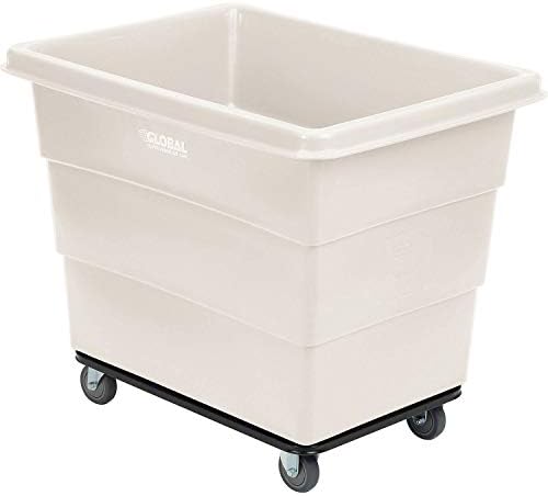Global Industrial 12 Bushel Plastic Bulk Box Truck, Steel Chassis Base, 1000 lbs. Capacity, 4" Non-Maring Rubber Casters, White, 38-2/5"L x 28-9/10"W x 33" H