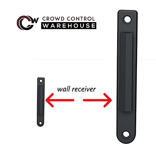 Crowd Control Warehouse - CCW Series WMB-220 Fixed Wall Mount Retractable Belt Barrier - 15 Foot, Black Belt with Black ABS Case, Crowd Control Barriers