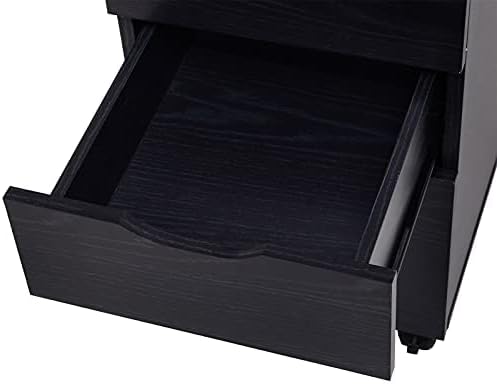 HOMCOM 3 Drawer Mobile File Cabinet, Rolling Printer Stand, Vertical Filing Cabinet, Brown Wood Grain