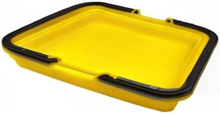 SAMMART Collapsible Basket with Handle 8L (2.1 Gallon)- Portable Outdoor Picnic Basket/Crate - Foldable Basin for Washing Dishes,Camping,Hiking (Golden Yellow)