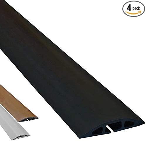 Electriduct D-2 Low Profile Rubber Duct Cord Cover Floor Cable Protector - 5 Feet - Black - Pack of 4 (Raw Rubber Material)