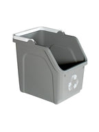 6 Gallon Stackable Recycling Bins for Homes, Garages, Offices Made of 100% Recycled Plastic - (Grey, 1 Pack)