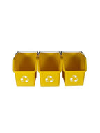 Multi Recycling Bin System with Three Stacking 6 Gallon Bins with Carrying Handles, Stackable and Compact for Offices, Homes, Garages, Businesses - (Yellow, 3 Pack)