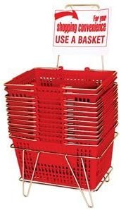 F Shopping Basket Set - Red - Set of 12 Baskets with Stand and Sign