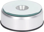 Diydeg Rotating Display Stand, 4" 360° Rotating Round Display Base Stand with Lights, Battery Powered(Without), Circular Display Pedestal for 3D Crystal Cube Glass Art Acrylic Statues