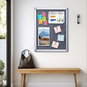 Enclosed Bulletin Board 20x26 Inch Outdoor Notice Board Tamper-Proof Flannel Lockable Display Cases with Aluminum Frame, All Weather Pinboard for Hospital, Restaurant Kitchen, Office