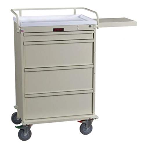 4 Drawer Punch Card Medication Cart, 46.5"H x 29.5"W x 22.5"D, Beige/Sand
