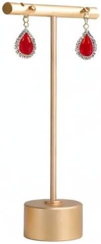 GemeShou Gold Metal Small Earring T Bar Stand Retail Display Holder, Retail Jewelry photography props for Show【Gold-Round Base Height 4.5"】