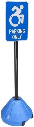 Tip-n-Roll Portable Pole 2 Sign Holder | 18"w x 12"h Wheeled Base | Blue base | 60”h Pole (PP2-BL60P)