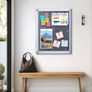 Enclosed Bulletin Board 20x16 Inch Outdoor Notice Board Tamper-Proof Flannel Lockable Display Cases with Aluminum Frame, All Weather Pinboard for Hospital, Restaurant Kitchen, Office