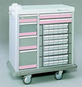 MSEC, 6 Drawer Full Sized 40 Bin Medication Cart, No Trim, Gray (Violet Trim)
