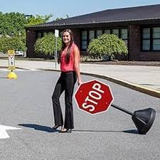 Tip-n-Roll Portable Pole 2 Sign Holder | 18"w x 12"h Wheeled Base | Black Base | 48”h Pole (PP2)
