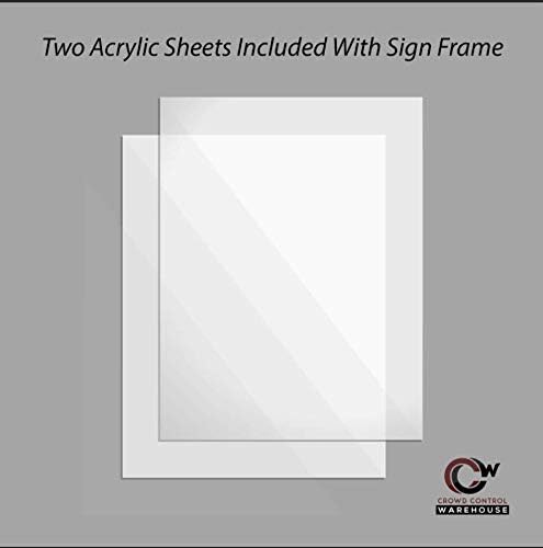 Crowd Control Warehouse Pedestal Standing Floor Sign Frame with Sloped Base, 11 x 14 Inch Horizontal, Satin Stainless Steel