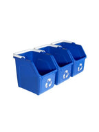 Multi Bin Recycling System with Six Stackable 6 Gallon Recycle Bins to Build Your Recycling Center for Offices, Kitchen, Garages, Businesses- (Blue, 6 Pack)