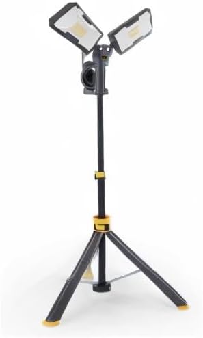 LUTEC 【Upgraded】 6290Max 11000 Lumen 92W Dimmable LED Work Light with Telescoping Tripod, Adjustable Color Temperature Dual-Head Work Light with Stand and 8 Ft 3-Prong Power Cord