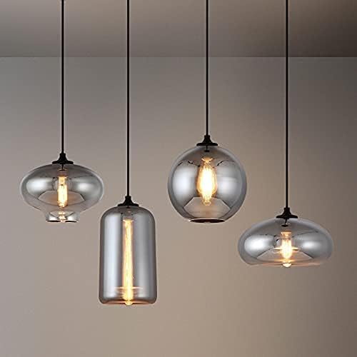 Industrial Shape of Onion Vintage Chandelier E27 Pendant Light Ceiling Lamp Colorful Glass Cage (Mirror Grey)