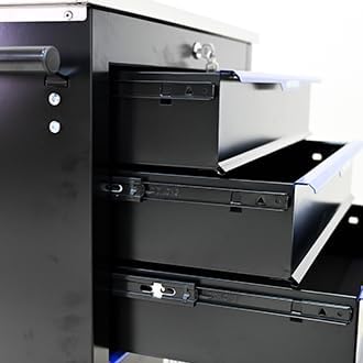 5 Drawer Rolling Tool Chest with Locker, 25.9" D Metal Movable Lockable Tool Cart Box Multi-Functional Hardware Storage Cabinet Box for Warehouse Basement Home Pantry Garage
