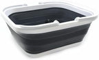 SAMMART 15.5L (4.1 Gallons) Collapsible Tub with Handle - Portable Outdoor Picnic Basket/Crate - Foldable Shopping Bag - Space Saving Storage Container (Black)