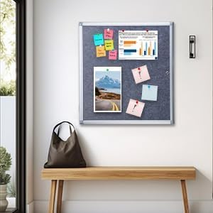Enclosed Bulletin Board 28x26 Inch Outdoor Notice Board Tamper-Proof Flannel Lockable Display Cases with Aluminum Frame, All Weather Pinboard for Hospital, Restaurant Kitchen, Office