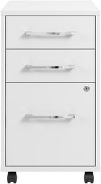 Bush Business Furniture Hustle 3 Drawer Rolling File Cabinet in White, Mobile Document Storage for Home and Professional Office