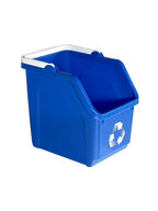 6 Gallon Stackable Recycling Bins for Homes, Garages, Offices Made of 100% Recycled Plastic - (Blue, 1 Pack)