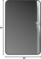 Wall Mount Mirror for Bathroom, Brush Black Metal Framed Rounded Corner Rectangular Vanity Mirror (20" x 30", Black)