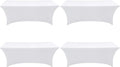 SEPARO Spandex Table Cover 4 Pack 6FT White Fitted Tablecloths,Washable Wrinkle Resistant Stretch Table Cloth Rectangle for Party Hosting Supplies,Wedding Decorations,Vendor Display,Banquet