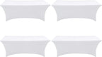 SEPARO Spandex Table Cover 4 Pack 6FT White Fitted Tablecloths,Washable Wrinkle Resistant Stretch Table Cloth Rectangle for Party Hosting Supplies,Wedding Decorations,Vendor Display,Banquet