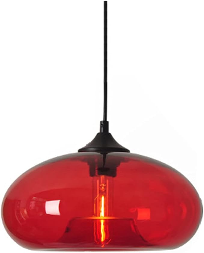 Industrial Pendant Light Shade of Onion Vintage Chandelier E26 Pendant Lighting for Kitchen Island Colorful Glass Cage (Red)