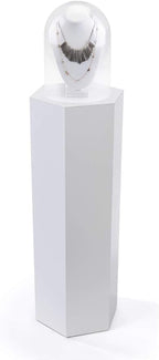 Displays2go Hexagon Pedestal Showcase, Laminated Particle Board - White (SMHEXPD36WHT)