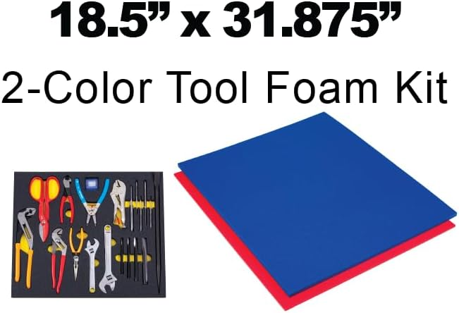 5S Tool Box Shadow Foam Organizers (2 Color) FITS Craftsman Model# 110015 (18.5" x 31.875", Blue Top/Red Bottom)…