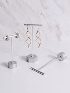 GISELA D 4Pcs Sliver Metal Earring T Bar Stand Retail Display Holders for Show, Jewelry Online Stores Photography Display Props (Sliver 4pcs)