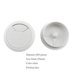 HAHIYO 2Pcs 2Inch/50mm White ABS Plastic Sector-shaped Desk Grommet Wire Grommet Cable Management Cord Hole Cover Desk Wire Hole Insert Wire Organizer for Computer Office Home School Equipment Systems