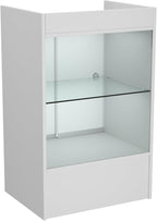 24”W * 18”D * 38”H - Retail Cash Register Stand， White Cash Wrap Checkout Desk，Counter Stand with Glass Display Cabinet for Retail