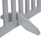 unipaws 24" H Free Standing Pet Gate for Dog Cat, Wooden Dog Gates for Doorway, Stairs, Step Over Foldable Pet Fence for The House, Expandable Barrier, Indoor Use, Grey