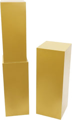 3Pcs Metal Pedestal Stand for Party, Large Gold Cake Stand, Pedestal Display Plinth Pillars for Wedding Ceremony Birthday Party Art Decor, Column Decorative Cube for Wedding Dessert Table Display