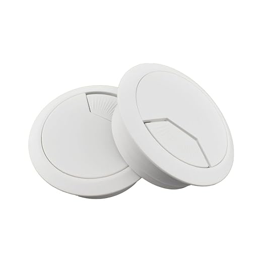 HAHIYO 2Pcs 2Inch/50mm White ABS Plastic Sector-shaped Desk Grommet Wire Grommet Cable Management Cord Hole Cover Desk Wire Hole Insert Wire Organizer for Computer Office Home School Equipment Systems