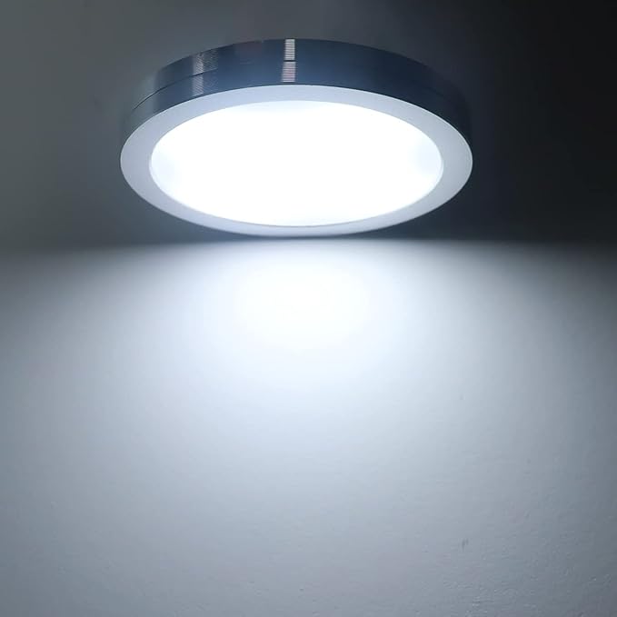 YGS-Tech LED Under Cabinet Lighting Kit, 1020 Lumens LED Puck Light, 5000K Daylight White, CRI90+, Touch Dimming, Silver Trim All Accessories Included, for Kitchen, Closet Lights, Safe Light, 6-Pack
