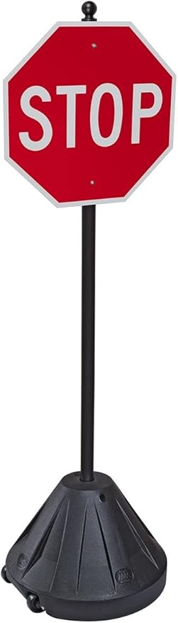 Tip-n-Roll Portable Pole 2 Sign Holder | 18"w x 12"h Wheeled Base | Black Base | 48”h Pole (PP2)