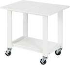 SunnyPoint 2-Tier Under Desk Printer Stand with Storage Shelf and Steel Frame, Industrial Mobile Printer Cart Holder with Lockable Improved Industrial Wheels for Home and Office (WHT)