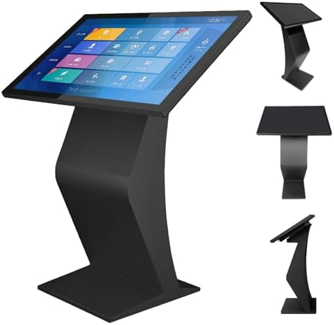 22/32 Inch Digital Signage Kiosk, Capacitive Touch Screen Display, K-Style Stand, Interactive Advertising & Navigation Solution for Malls, Retail, Self-Ordering, Silver Finish
