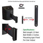 Crowd Control Warehouse - CCW Series WMB-220 Fixed Wall Mount Retractable Belt Barrier - 15 Foot, Authorized Access Only Belt with Black ABS Case, Crowd Control Barriers