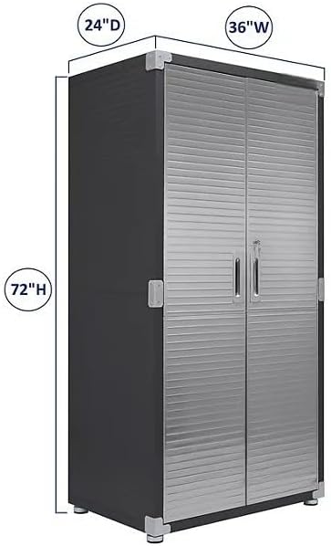 Heavy Duty Storage Solid Stainless Steel Cabinet with Lockable, Adjustable Shelf, Metal Garage Organizer (Graphite, 36" W x 24" D x 72" H)
