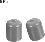 uxcell 5pcs Rubber End Caps Protective Caps 21mm ID Vinyl PVC Round Tube Bolt Cap Cover Screw Thread Protectors Light Gray