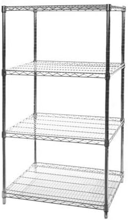 Shelving Inc. 24"d x 30"w x 64"h Chrome Wire Shelving with 4 Tier Shelves, Weight Capacity 800lbs Per Shelf