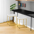 MAISON ARTS White & Gold Counter Height 24" Bar Stools Set of 2 for Kitchen Counter Modern Barstools Upholstered Faux Leather Square Stools Backless Farmhouse Island Chairs, 24 Inch Height