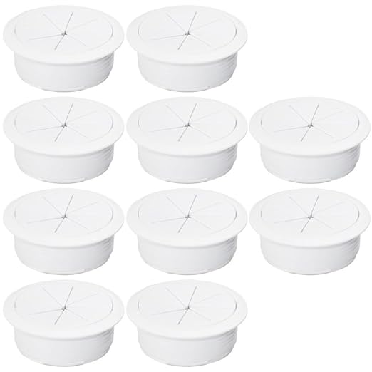 10 Pcs Desk Grommet 2" / 50 mm, Desk Hole Cover for Cables White, Cable Grommet ABS Plastic, Desk Hole Grommet for Home & Office Pc, Detachable Cable Cord Organizer